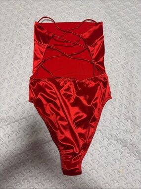 Princess Polly Red Satin Strappy back Bodysuit